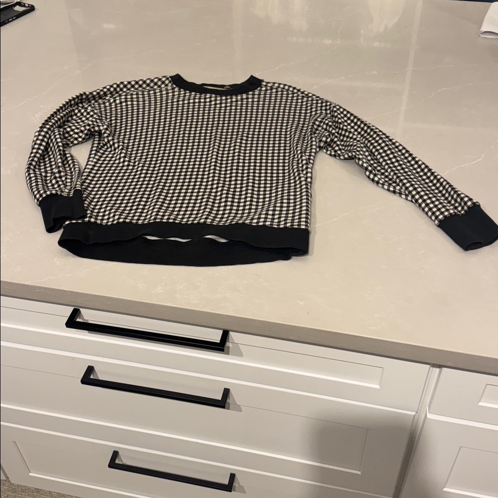 Alice + Olivia Black and White Gingham Top